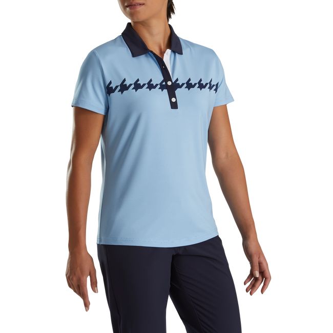 Camisas Footjoy Cap Sleeve Houndstooth Print Mujer Azules | QMGEVSK-86