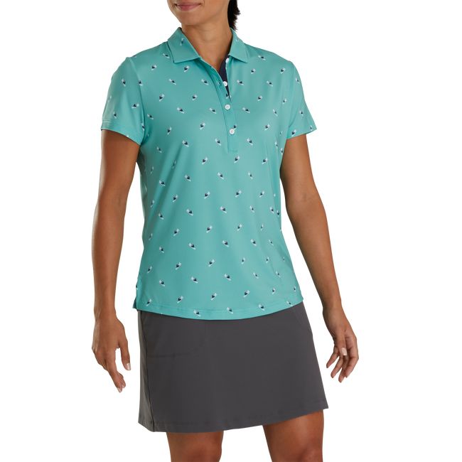 Camisas Footjoy Shoe Print Lisle Self Collar Mujer Verde Menta | GRYCSJM-76