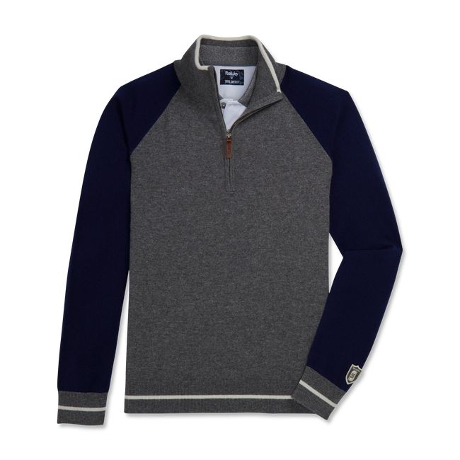 Sudaderas Footjoy Cashmere Quarter-Zip Pullover Hombre Azul Marino Gris | CDSNWVB-71