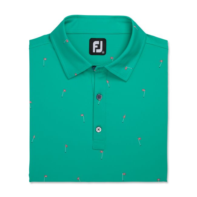 Camisas Footjoy 18 Holes Print Lisle Self Collar Hombre Verde | HXGALZJ-61