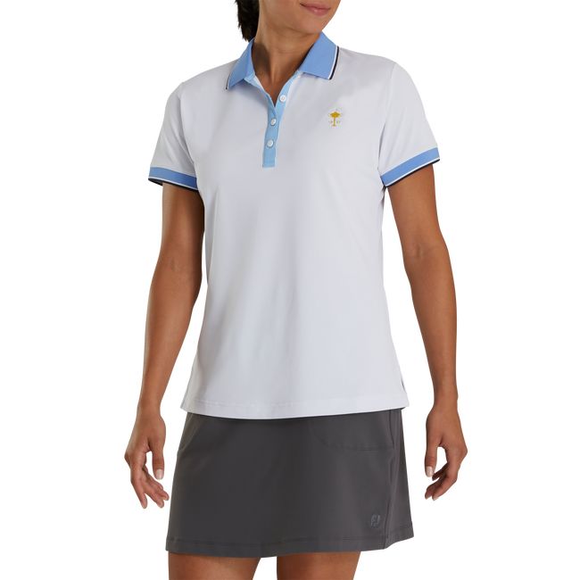 Camisas Footjoy 1927 Trophy Solid With Stripe Trim Mujer Blancas Azules Claro | GNZUBIQ-89