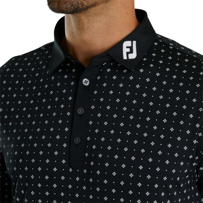 Camisas Footjoy Atléticos Fit Deco Print Self Collar Hombre Negras | LJGBPUZ-69