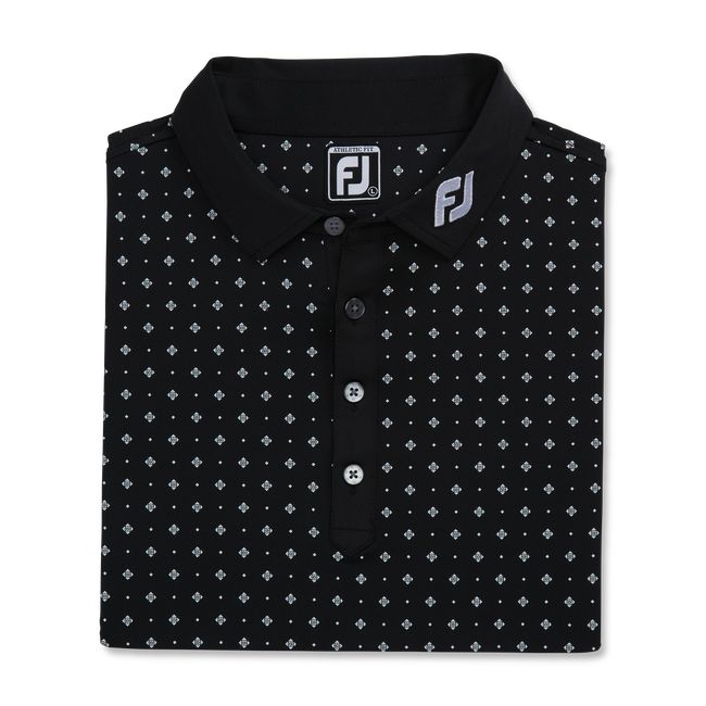 Camisas Footjoy Atléticos Fit Deco Print Self Collar Hombre Negras | LJGBPUZ-69