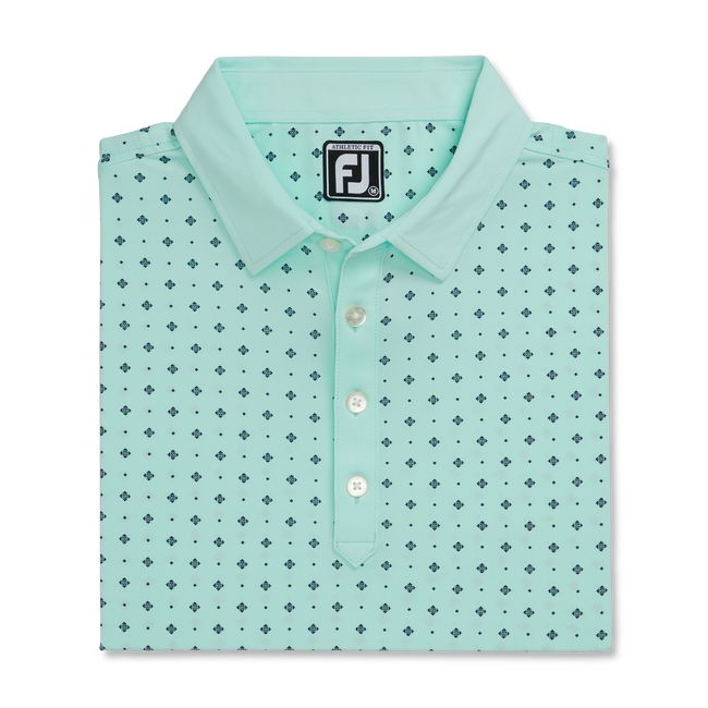 Camisas Footjoy Atléticos Fit Deco Print Self Collar Hombre Verde Menta | OBUXIJZ-50