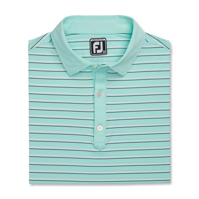 Camisas Footjoy Atléticos Fit Multi-Stripe Lisle Self Collar Hombre Turquesa | IHDBKTE-63