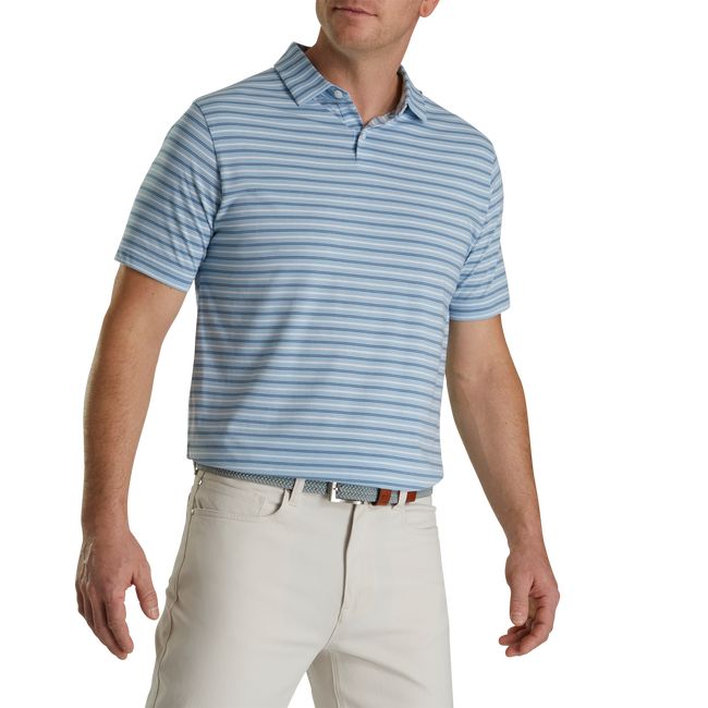 Camisas Footjoy Atléticos Fit Multi-Stripe Jersey Hombre Azules | RAXMJFC-81