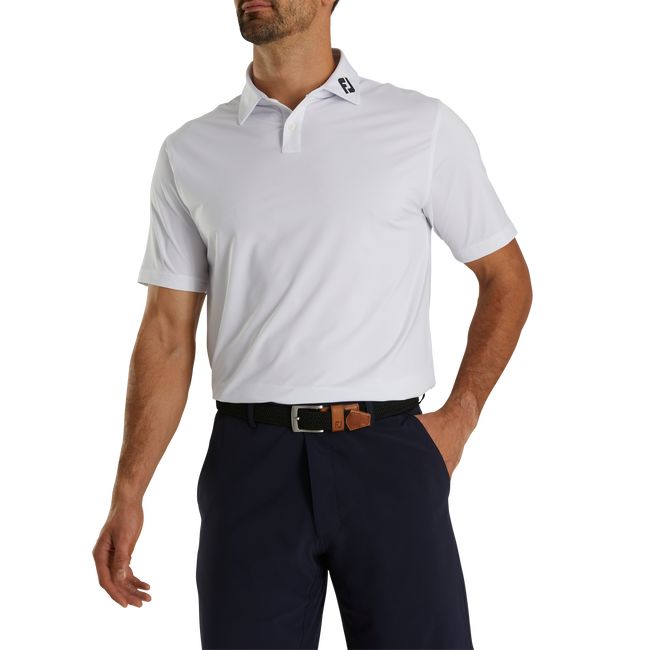 Camisas Footjoy Atléticos Fit Solid Lisle Self Collar Hombre Blancas | HWJLQUG-26