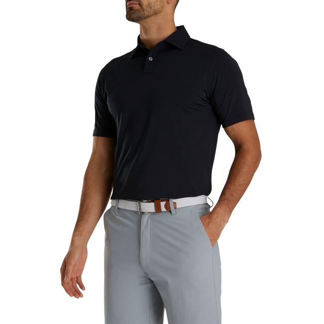 Camisas Footjoy Atléticos Fit Solid Lisle Self Collar Hombre Negras | KQOXUCD-71