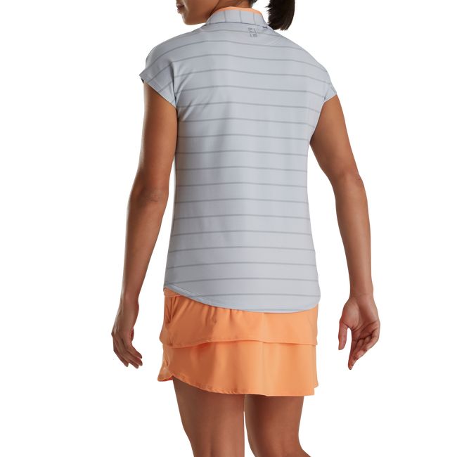 Camisas Footjoy Cap Sleeve Birdseye Stripe Jacquard Mujer Gris | YCZXRBA-78