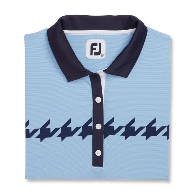 Camisas Footjoy Cap Sleeve Houndstooth Print Mujer Azules | QMGEVSK-86