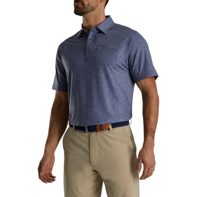 Camisas Footjoy Heather Lisle Self Collar Hombre Azul Marino | GXZRLQW-69