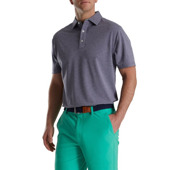 Camisas Footjoy Heather Stretch Pique Solid Self Collar Hombre Gris | PJYCXEQ-27