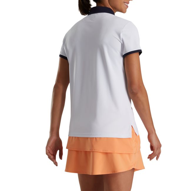 Camisas Footjoy Houndstooth Print Trim Mujer Blancas Azul Marino | MORSBQK-83