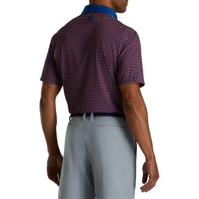 Camisas Footjoy Lisle Circle Print Self Collar Hombre Burdeos | FVQNKPZ-71