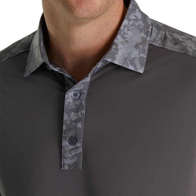 Camisas Footjoy Lisle Cloud Camo Trim Self Collar Hombre Gris Oscuro | ERNKMFB-83