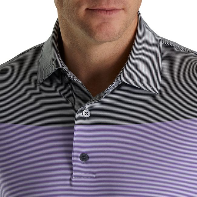 Camisas Footjoy Lisle End-On-End Block Self Collar Hombre Gris Moradas | XKJAHVL-25