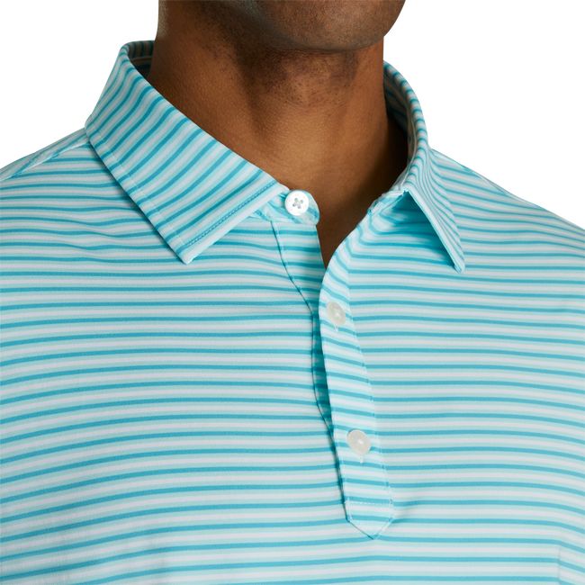 Camisas Footjoy Lisle Even Stripe Self Collar Hombre Turquesa | TMSZCER-62