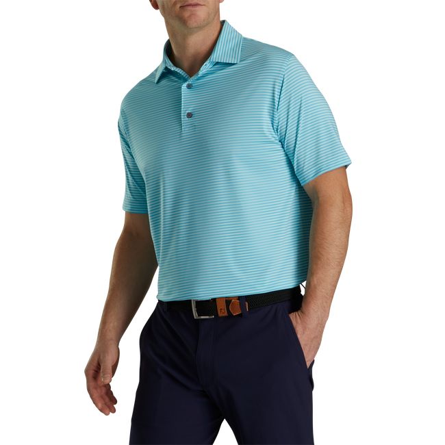 Camisas Footjoy Lisle Feeder Stripe Self Collar Hombre Turquesa | RQMIFZU-93