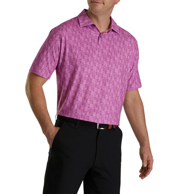 Camisas Footjoy Lisle Glass Print Self Collar Hombre Fucsia | EHPNWBR-74