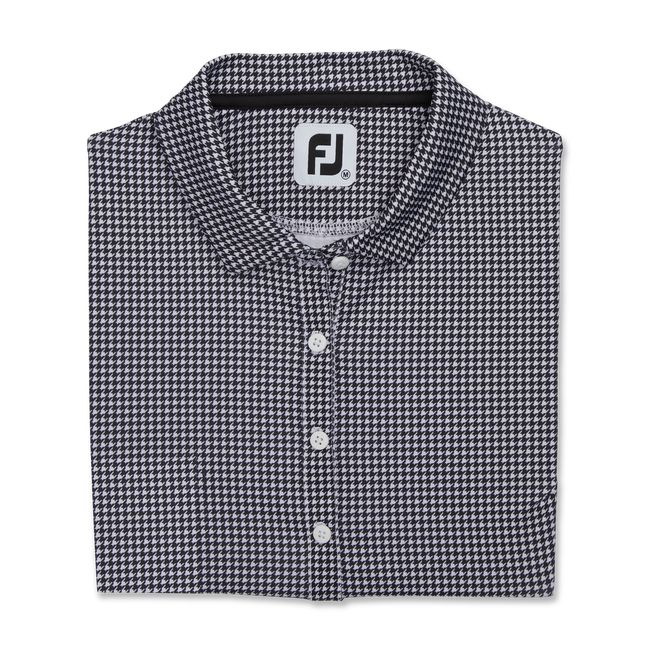 Camisas Footjoy Lisle Houndstooth Sin Manga Mujer Negras | QXZHPIM-78