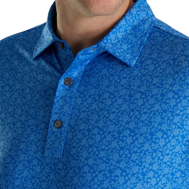 Camisas Footjoy Painted Floral Lisle Self Collar Hombre Azules | SBUYLAV-75