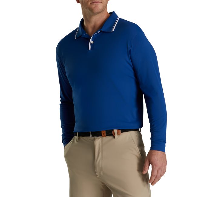 Camisas Footjoy Pique Ligeros Sun Protection Knit Collar Hombre Azules Oscuro | CBWAINP-59