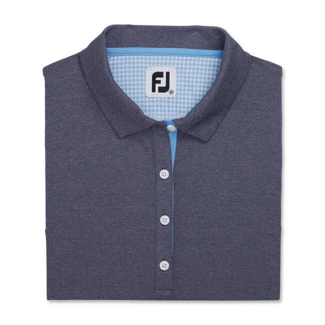 Camisas Footjoy Pique Sin Manga Houndstooth Trim Mujer Azul Marino | UTWZFAO-09