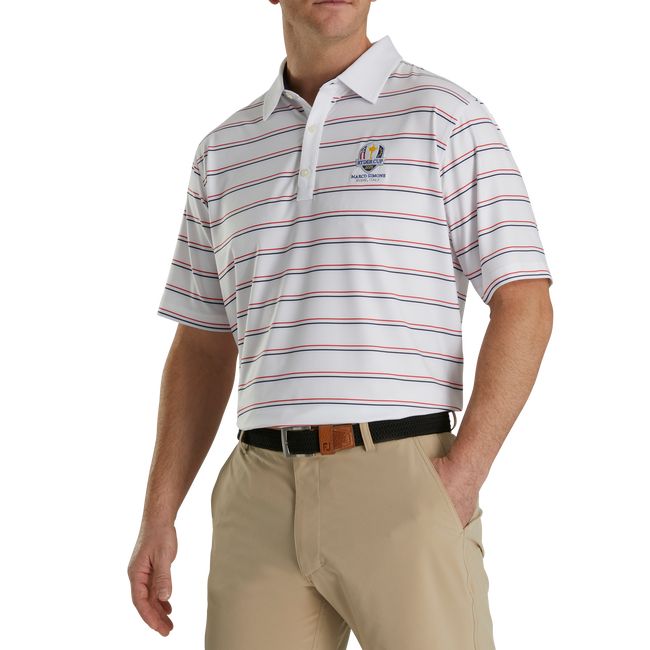 Camisas Footjoy Ryder Cup Multi-Stripe Self Collar Hombre Blancas | DJKCMYH-56