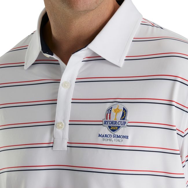 Camisas Footjoy Ryder Cup Multi-Stripe Self Collar Hombre Blancas | DJKCMYH-56