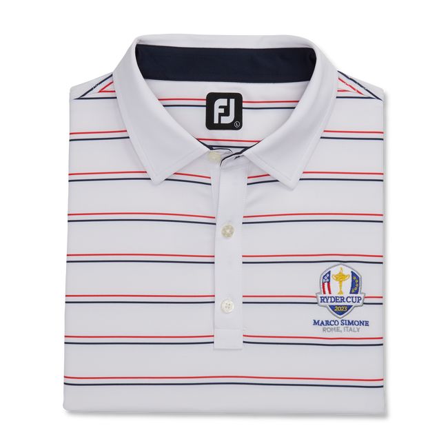 Camisas Footjoy Ryder Cup Multi-Stripe Self Collar Hombre Blancas | DJKCMYH-56