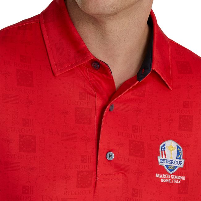 Camisas Footjoy Ryder Cup Tonal Print Self Collar Hombre Rojas | ADGSYIT-39