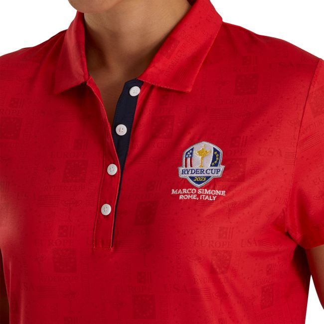 Camisas Footjoy Ryder Cup Tonal Print Self Collar Mujer Rojas | HXRJFCM-35