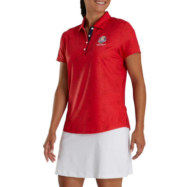 Camisas Footjoy Ryder Cup Tonal Print Self Collar Mujer Rojas | HXRJFCM-35