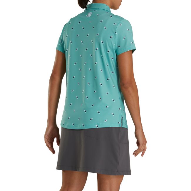 Camisas Footjoy Shoe Print Lisle Self Collar Mujer Verde Menta | GRYCSJM-76