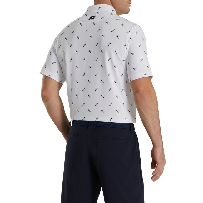 Camisas Footjoy Shoe Print Lisle Self Collar Hombre Blancas | RLZHXWD-41