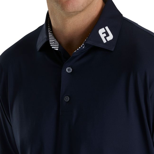 Camisas Footjoy Solid Lisle Self Collar - Fj Tour Logo Hombre Negras | VEUKFAO-89