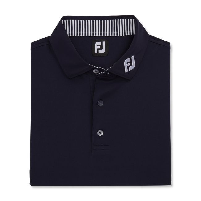 Camisas Footjoy Solid Lisle Self Collar - Fj Tour Logo Hombre Negras | VEUKFAO-89