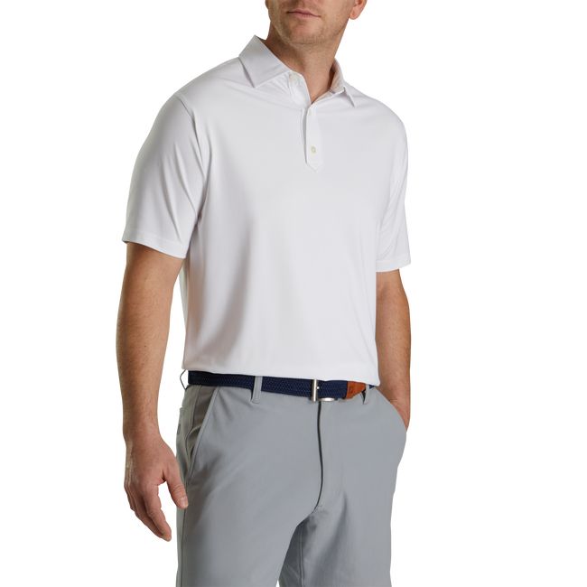 Camisas Footjoy Solid Lisle Set On Placket Hombre Blancas | BRJGZTO-19