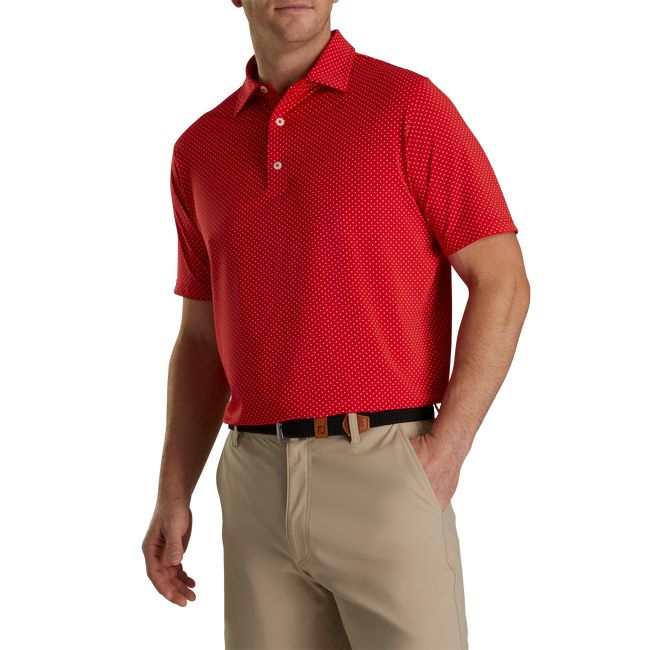 Camisas Footjoy Stretch Lisle Dot Print Self Collar Hombre Rojas | SCZDEGU-09