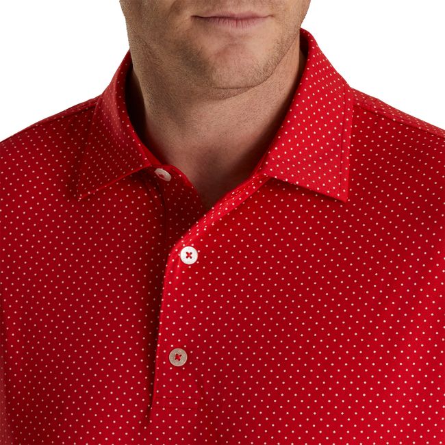 Camisas Footjoy Stretch Lisle Dot Print Self Collar Hombre Rojas | SCZDEGU-09