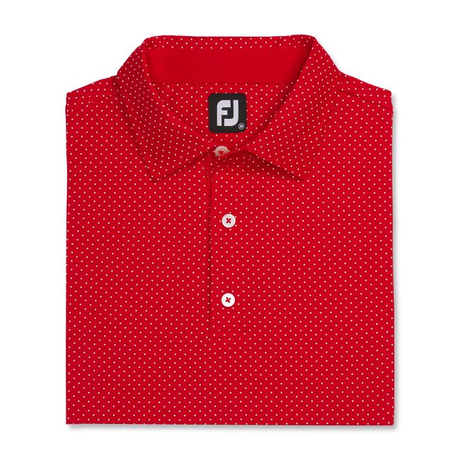 Camisas Footjoy Stretch Lisle Dot Print Self Collar Hombre Rojas | SCZDEGU-09