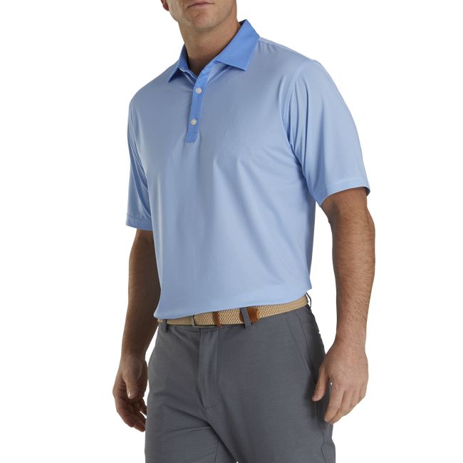 Camisas Footjoy Stretch Lisle Mini Check Print Hombre Azules | LHNWGJC-14