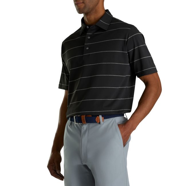 Camisas Footjoy Stretch Pique Chalkstripe Self Collar Hombre Negras | ORVWJEX-71