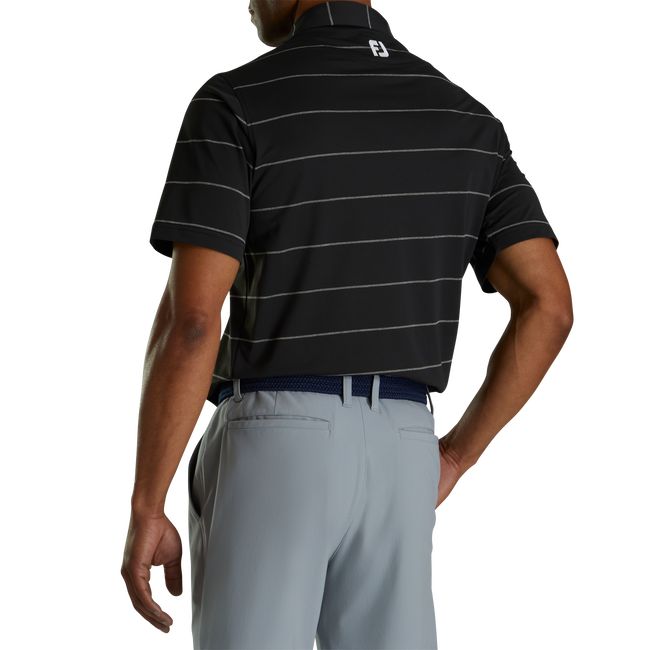 Camisas Footjoy Stretch Pique Chalkstripe Self Collar Hombre Negras | ORVWJEX-71