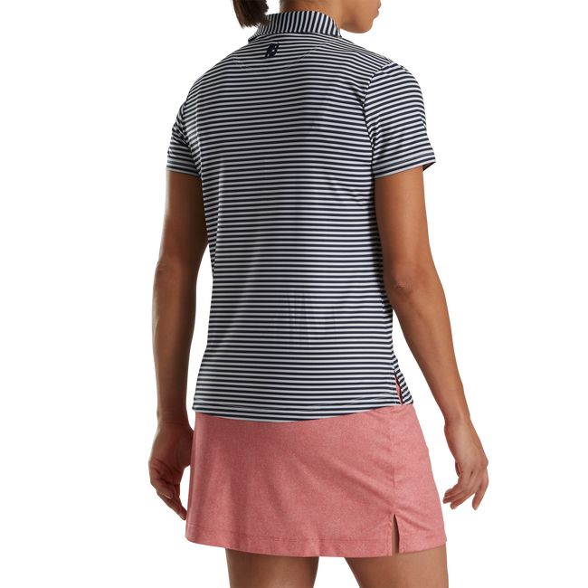 Camisas Footjoy Stripe Full Dull Lisle Mujer Creme Azul Marino | KDIYMWC-54