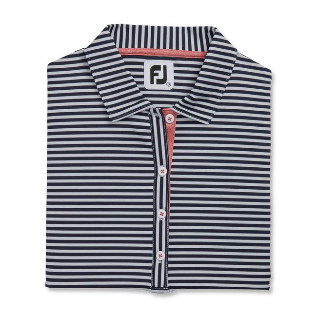 Camisas Footjoy Stripe Full Dull Lisle Mujer Creme Azul Marino | KDIYMWC-54