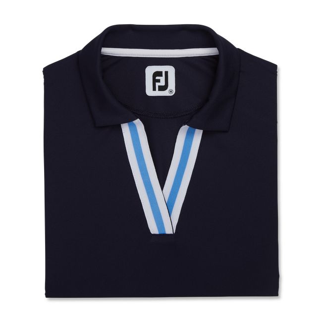 Camisas Footjoy Stripe Ribbon Trim Mujer Azul Marino | PUNOIVG-59