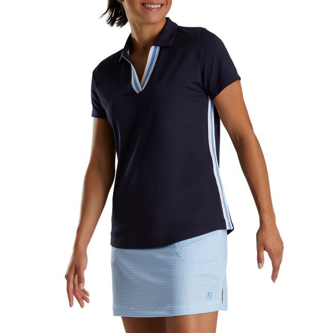 Camisas Footjoy Stripe Ribbon Trim Mujer Azul Marino | PUNOIVG-59