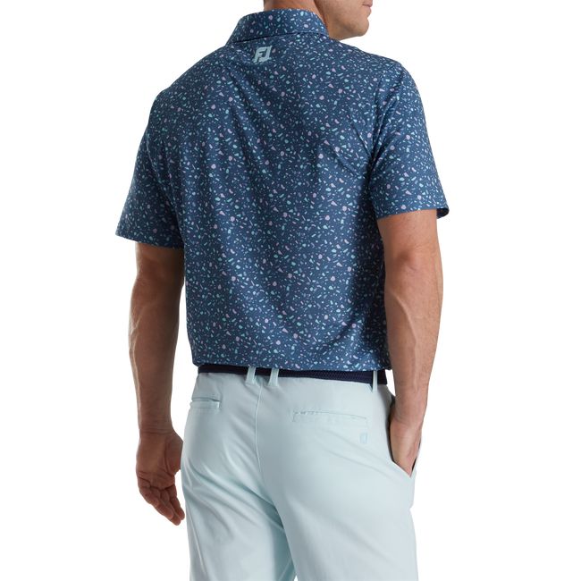 Camisas Footjoy Terrazzo Print Lisle Self Collar Hombre Azules | LYUSIPQ-30