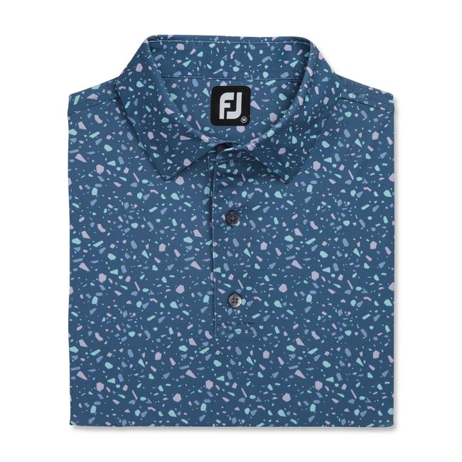 Camisas Footjoy Terrazzo Print Lisle Self Collar Hombre Azules | LYUSIPQ-30